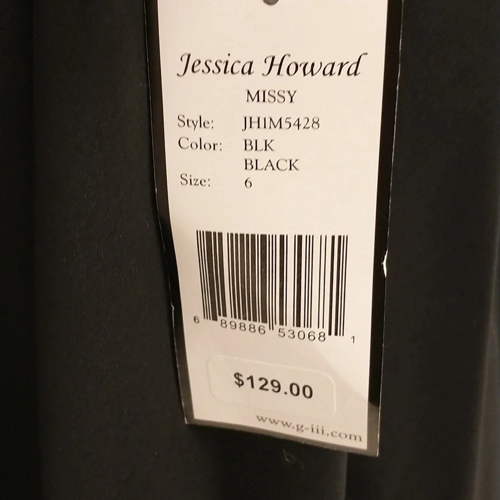 Black Party Dress Vintage Jessica Howard NWT Fit and Flare Sexy Neckline Flirty - Picture 5 of 10